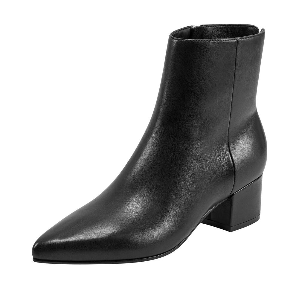 Marc Fisher LTD Womens Leonna Ankle Boots Size 8.5 M Black Leather Heels NWOB